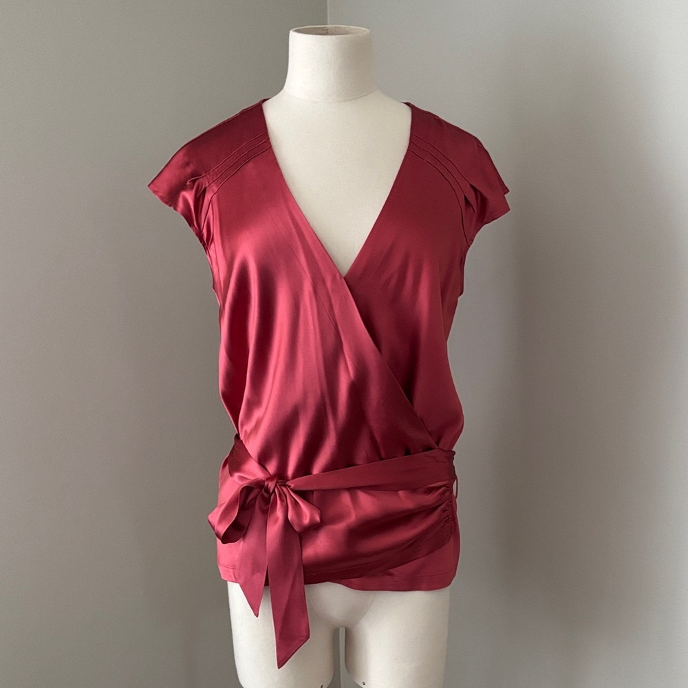 Club Monaco Silk Blend Wrap Top Sz M